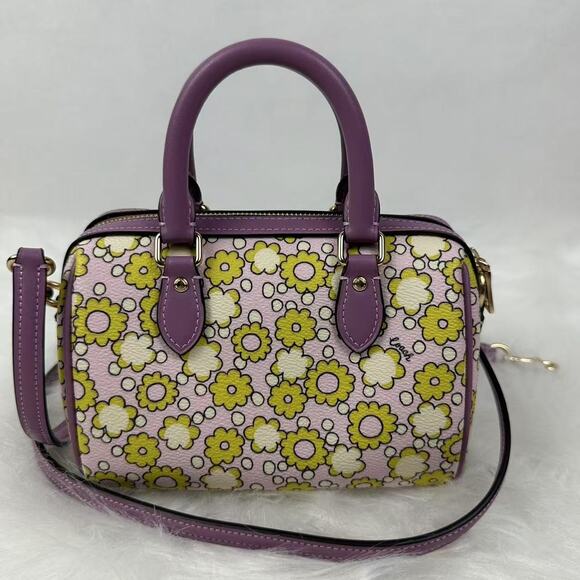 Coach Mini Rowan Crossbody Bag With Floral Print In Canvas CBM69 Lilac Multi NWT - Picture 2 of 10